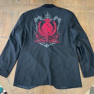 Silver Dagger Embroidered Men’s Blazer Suit Coat 3XL Black Rocker Biker edgy nwt